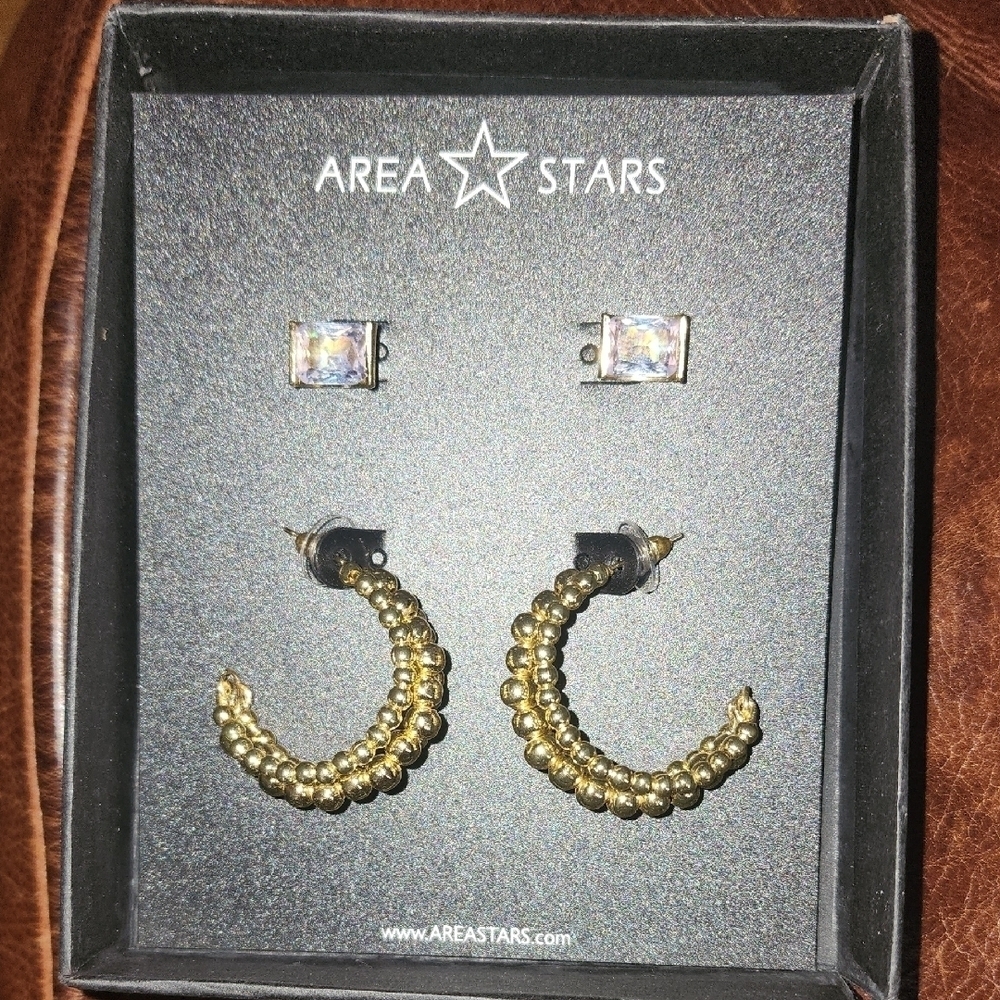 Area Stars Gold Beaded Hoop Earrings